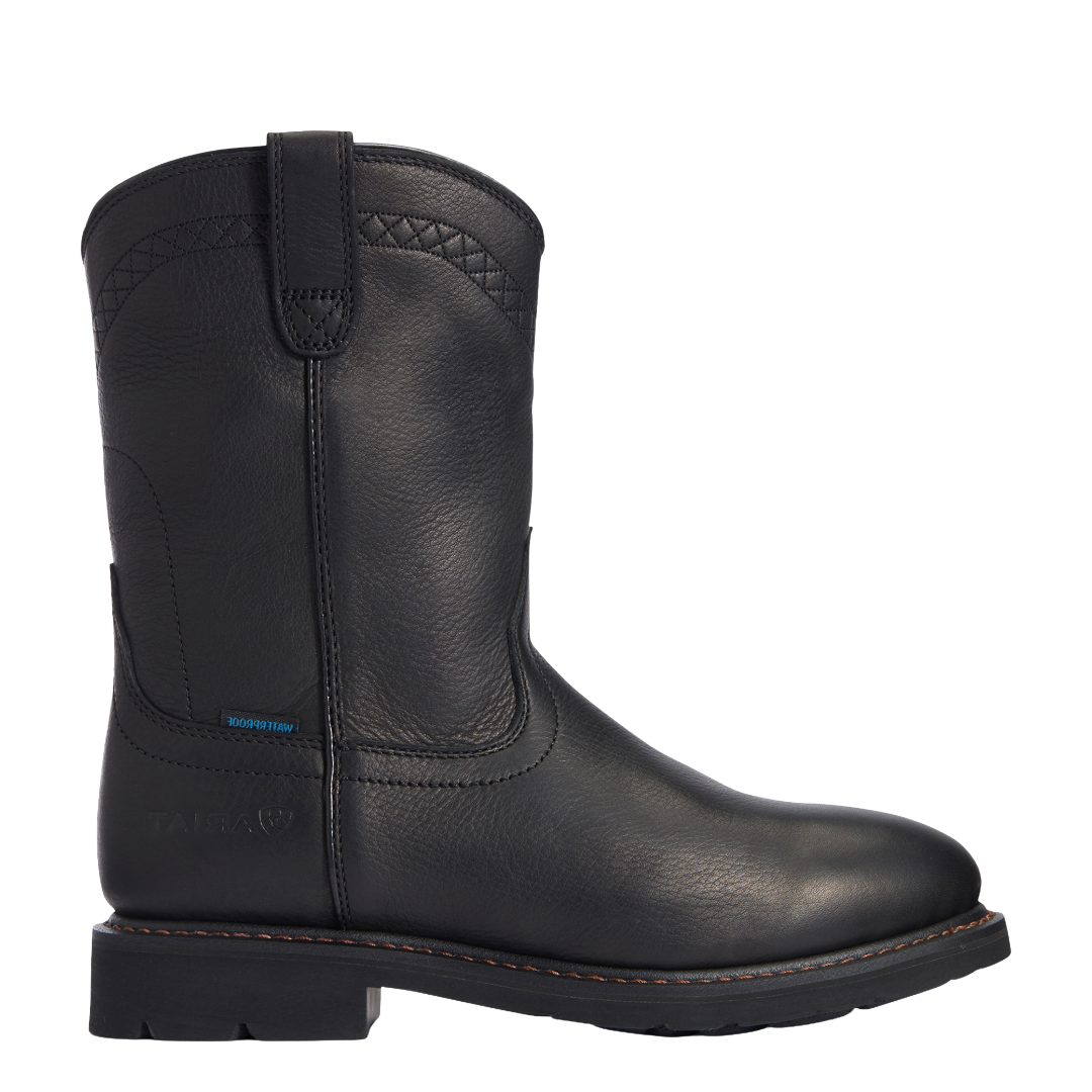 Ariat Men's Sierra Black Waterproof Roper Toe Work Boot 10034142