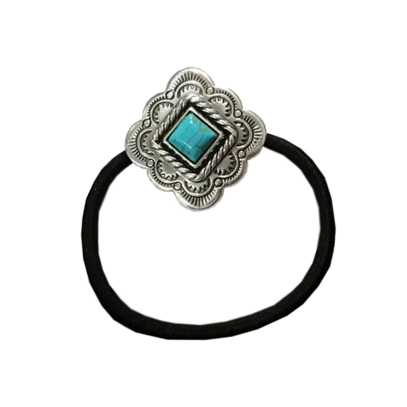 Blazin Roxx Ladies Diamond Turquoise Concho Hair Tie 30523