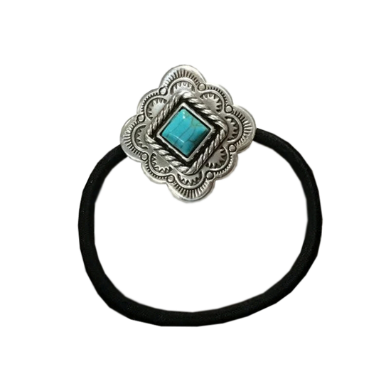 Blazin Roxx Ladies Diamond Turquoise Concho Hair Tie 30523