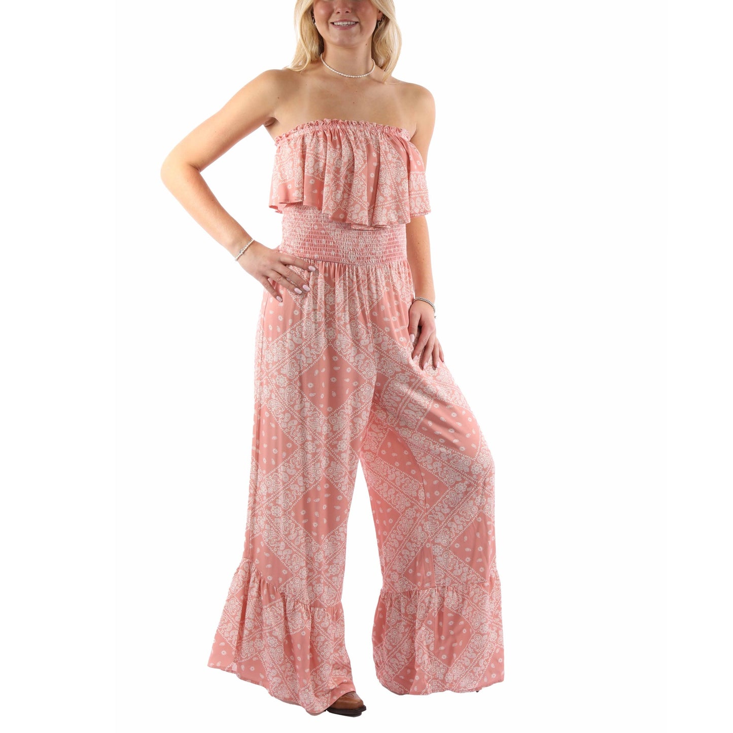 Scully Ladies Paisley Printed Dusty Pink Jumpsuit HC744-DPK