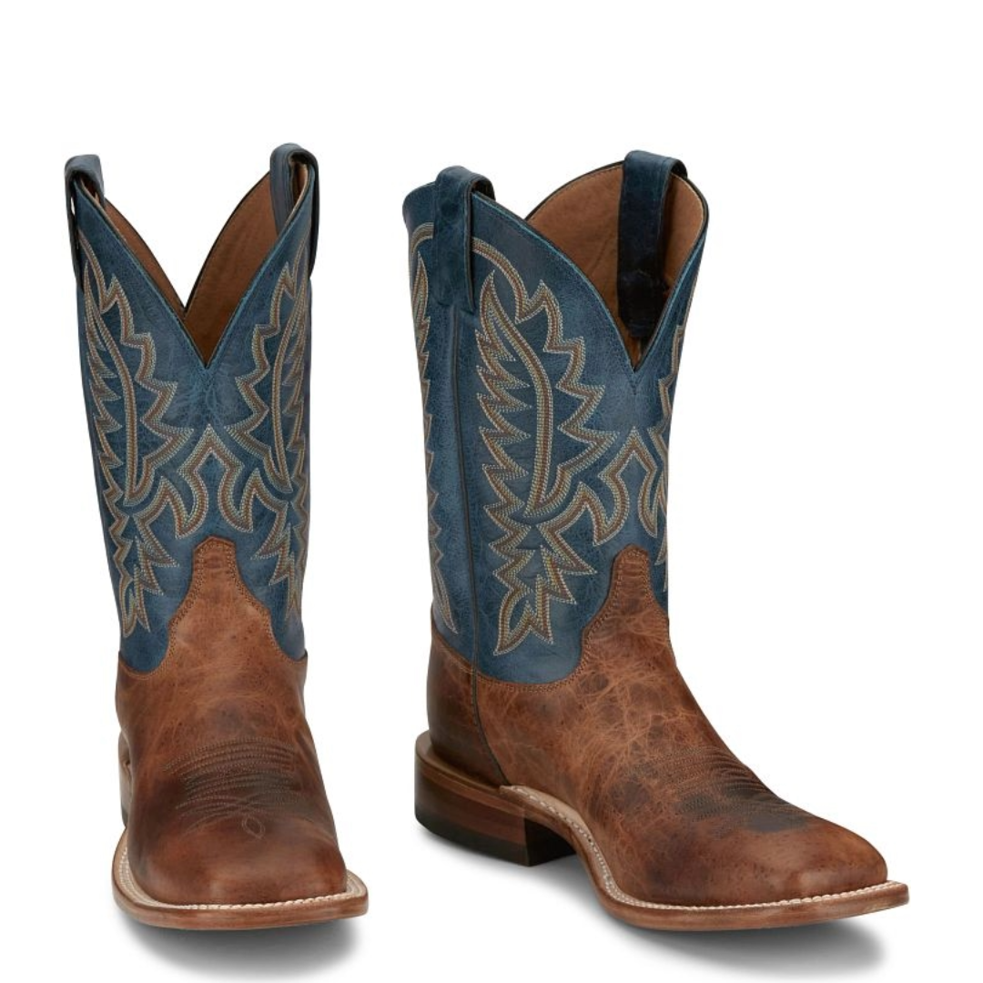 Justin Men's Poston Amber Brown 11" Wide Square Toe Boots BR388