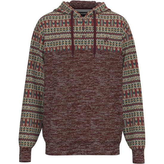 Hooey Men's Jimmy Maroon Aztec Print Pullover Hoodie HH1247MAAZ