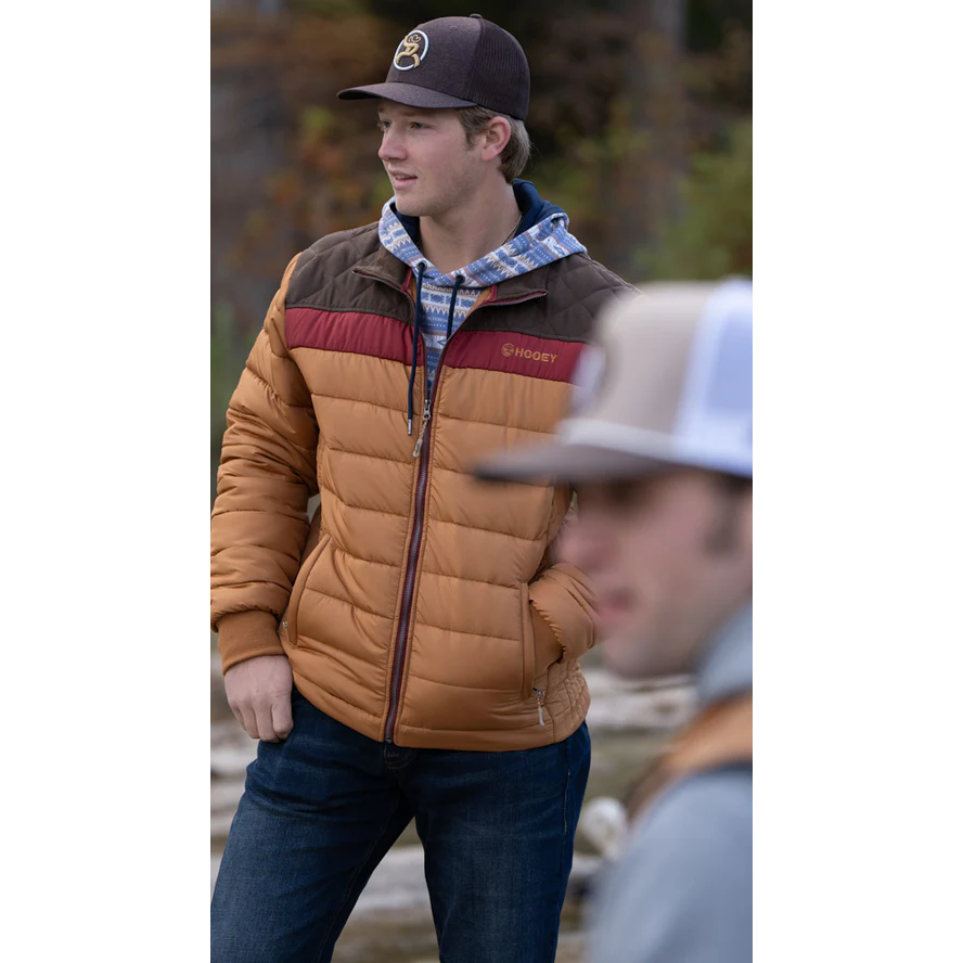Hooey Men's Tan Body & Brown Puffer Jacket HJ127TNBR