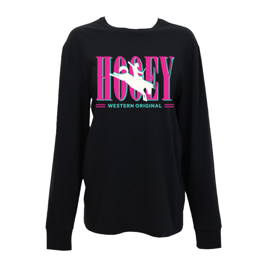 Hooey Ladies Black Reactive Dye Graphic Logo T-Shirt HT2695BK