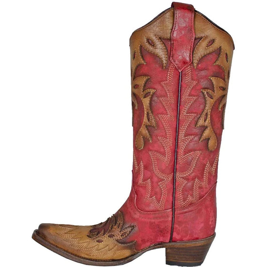 Circle G By Corral Ladies Red Tobacco Overlay Wingtip Boots L6011
