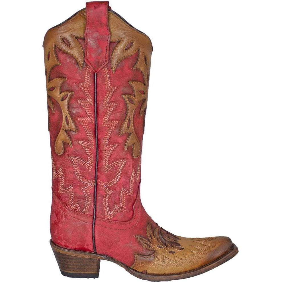 Circle G By Corral Ladies Red Tobacco Overlay Wingtip Boots L6011