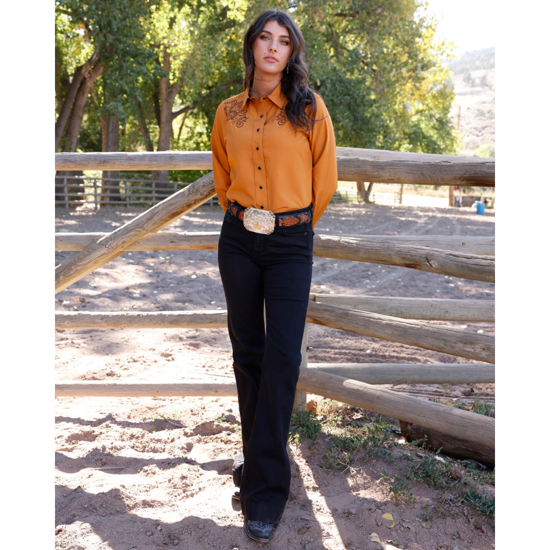 Cruel Denim Ladies Copper Western Embroidery Snap Shirt CTW7529004
