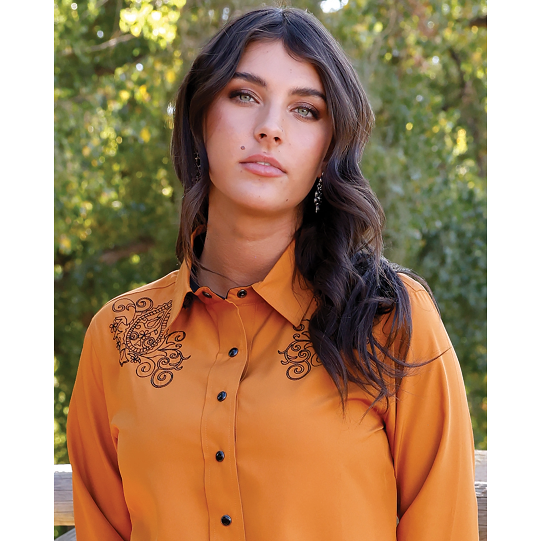 Cruel Denim Ladies Copper Western Embroidery Snap Shirt CTW7529004