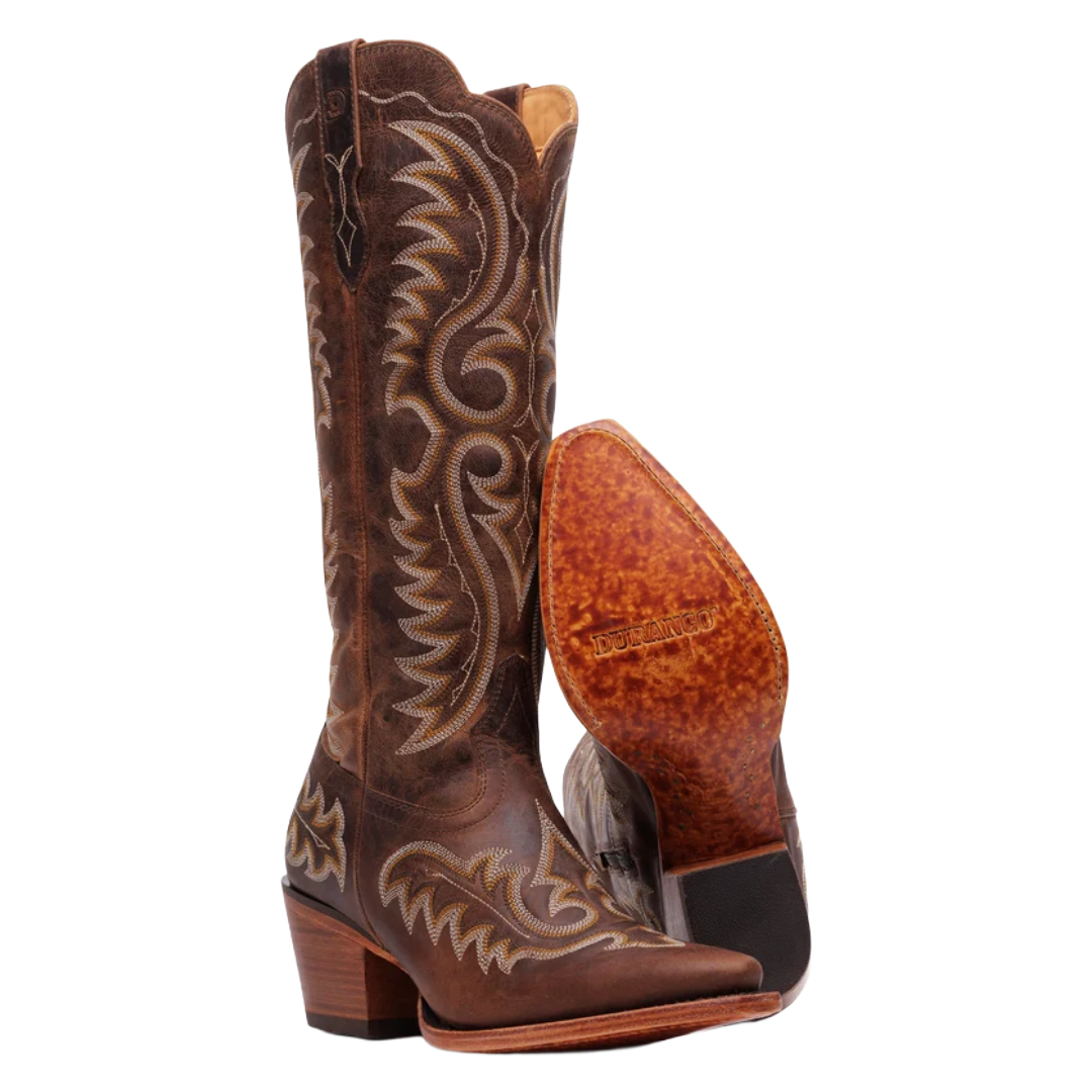 Durango Ladies 16" Crush Driftwood Brown Leather Western Boot DRD0494