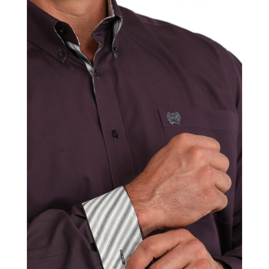 Cinch Men's Solid Purple Button Down MTW1106160