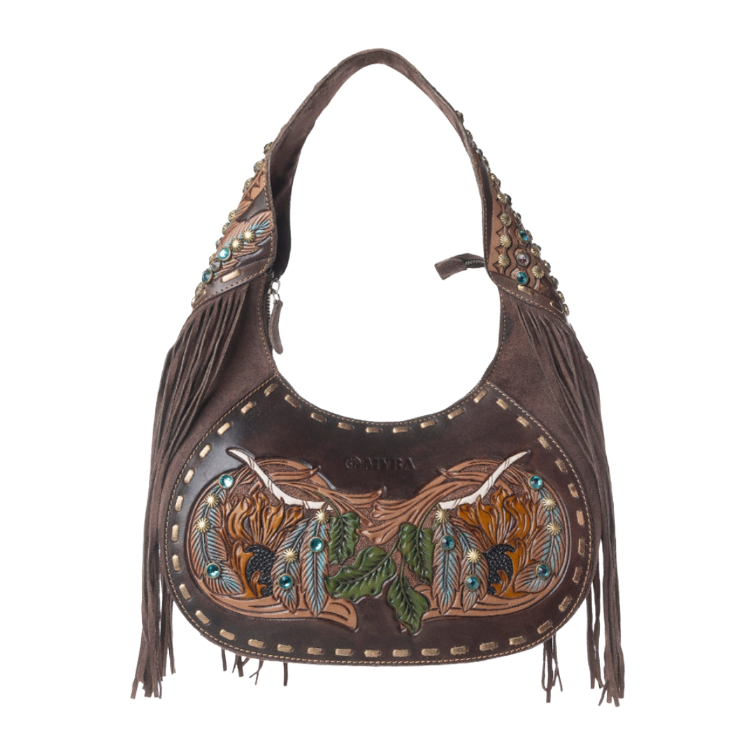 Myra Ladies Sierra Grove Deep Espresso Handtooled Leather Bag S-13421
