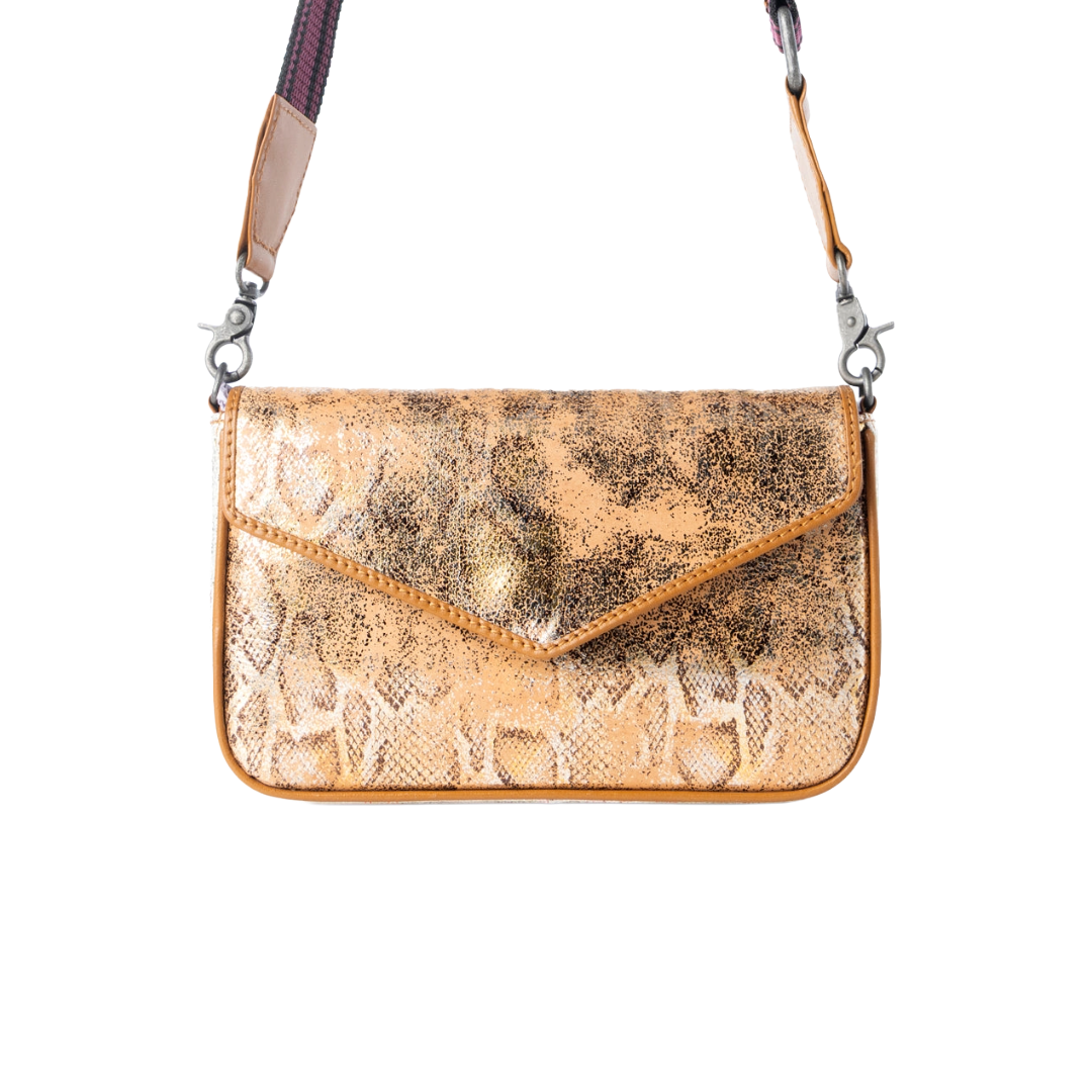 Myra Ladies Wild Print Golden Snake Print Leather Shoulder Bag S-14877