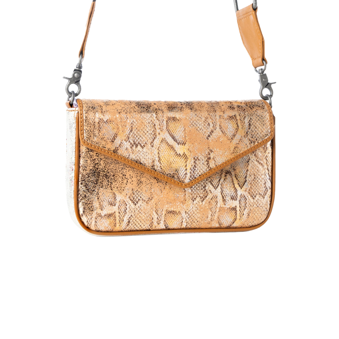 Myra Ladies Wild Print Golden Snake Print Leather Shoulder Bag S-14877