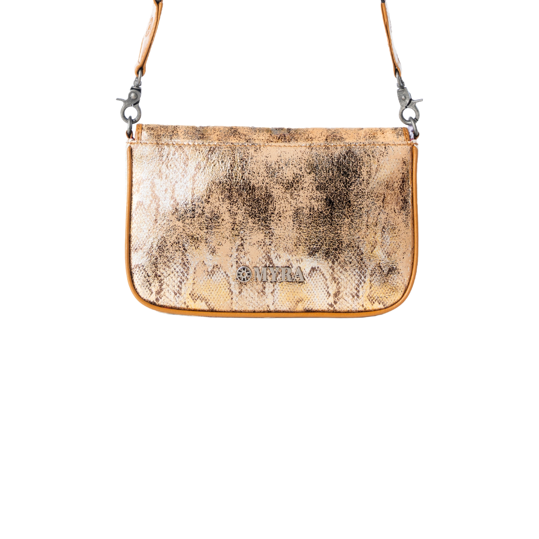 Myra Ladies Wild Print Golden Snake Print Leather Shoulder Bag S-14877
