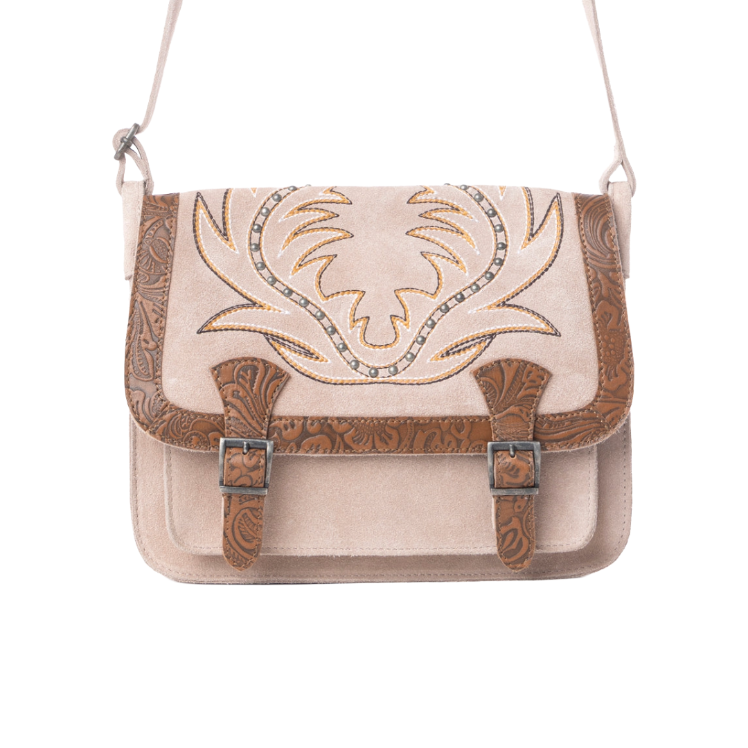 Myra Ladies Amberwood Amber Suede Leather Boot Embroidered Bag S-13376