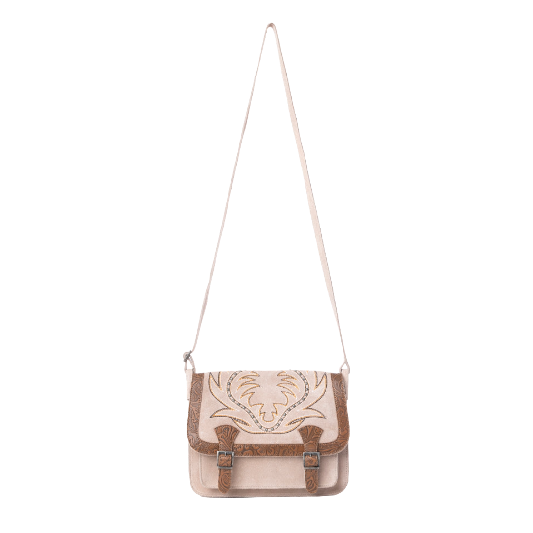 Myra Ladies Amberwood Amber Suede Leather Boot Embroidered Bag S-13376