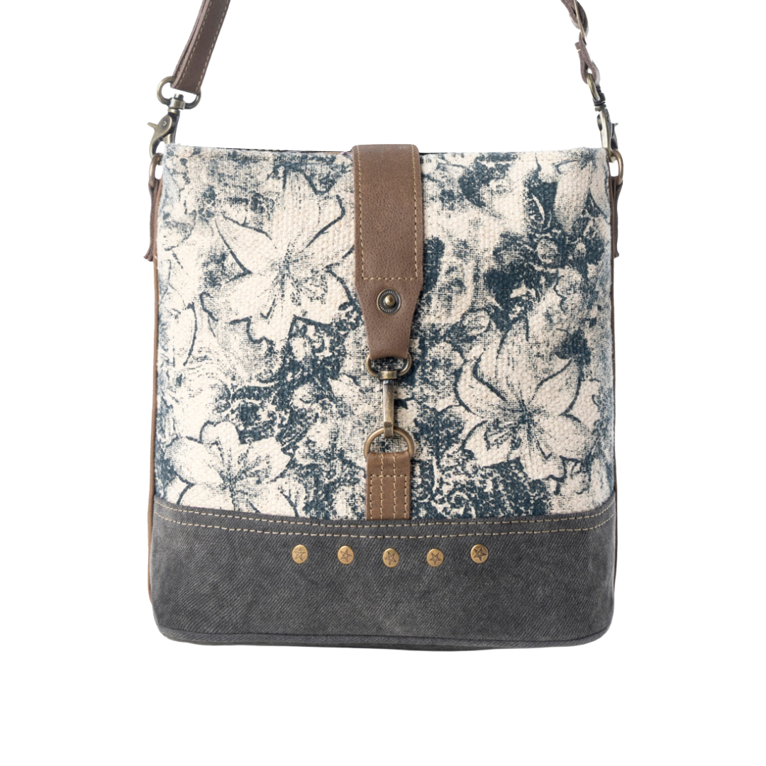 Myra Ladies Frostbloom Vintage Teal Floral Shoulder Bag S-14812