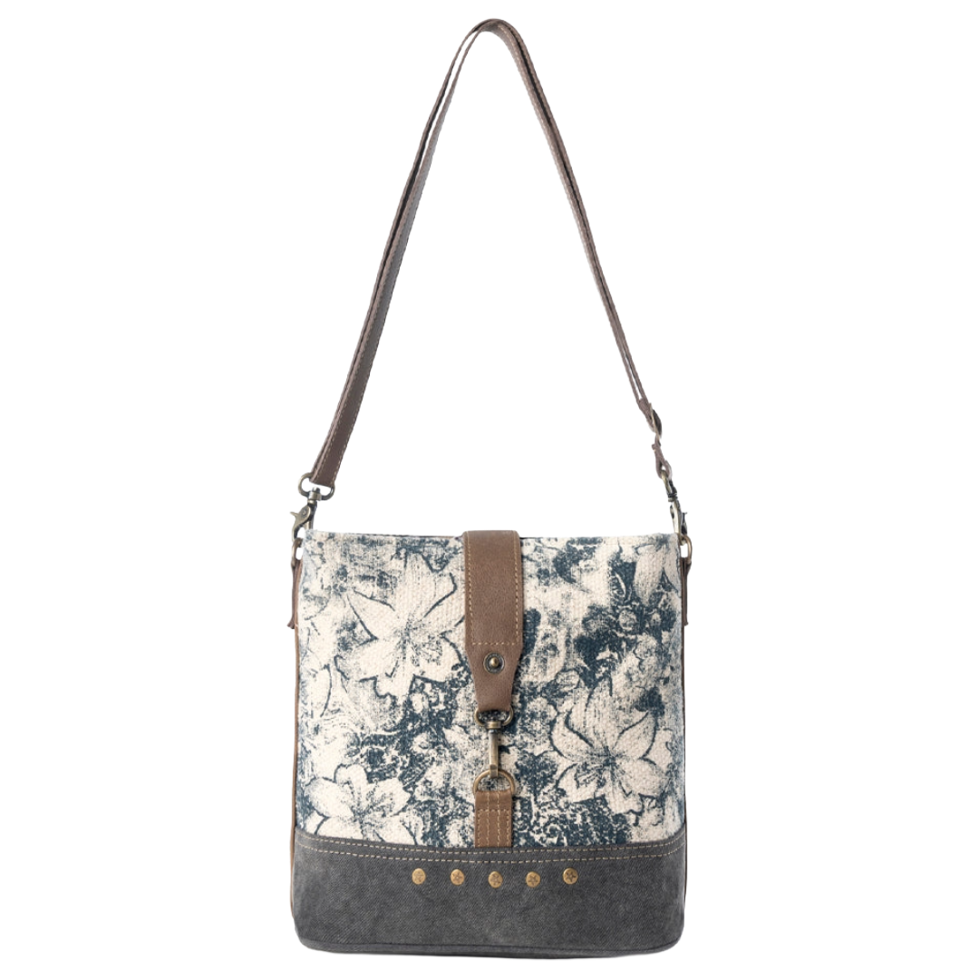 Myra Ladies Frostbloom Vintage Teal Floral Shoulder Bag S-14812