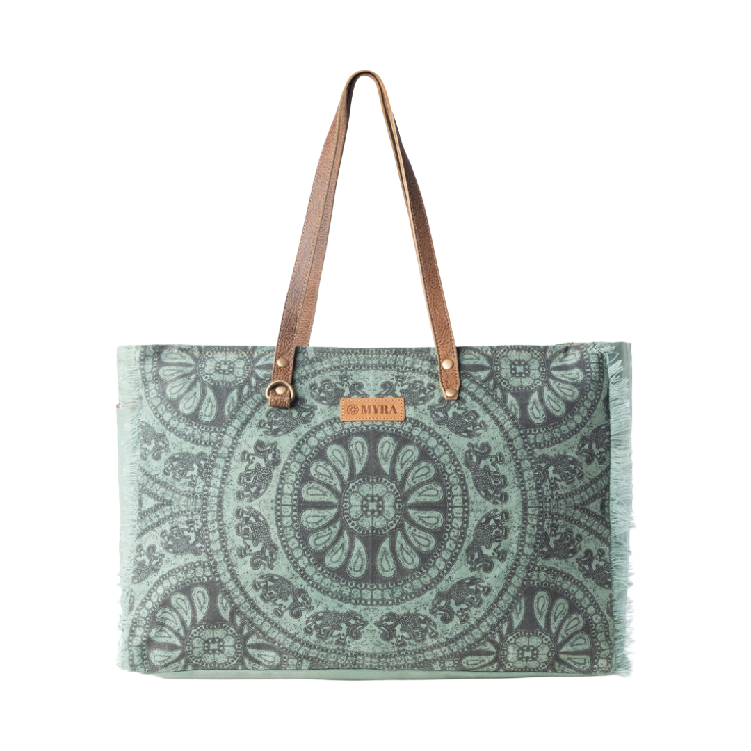 Myra Wildtusk Green Vintage Print Weekender Bag S-14783