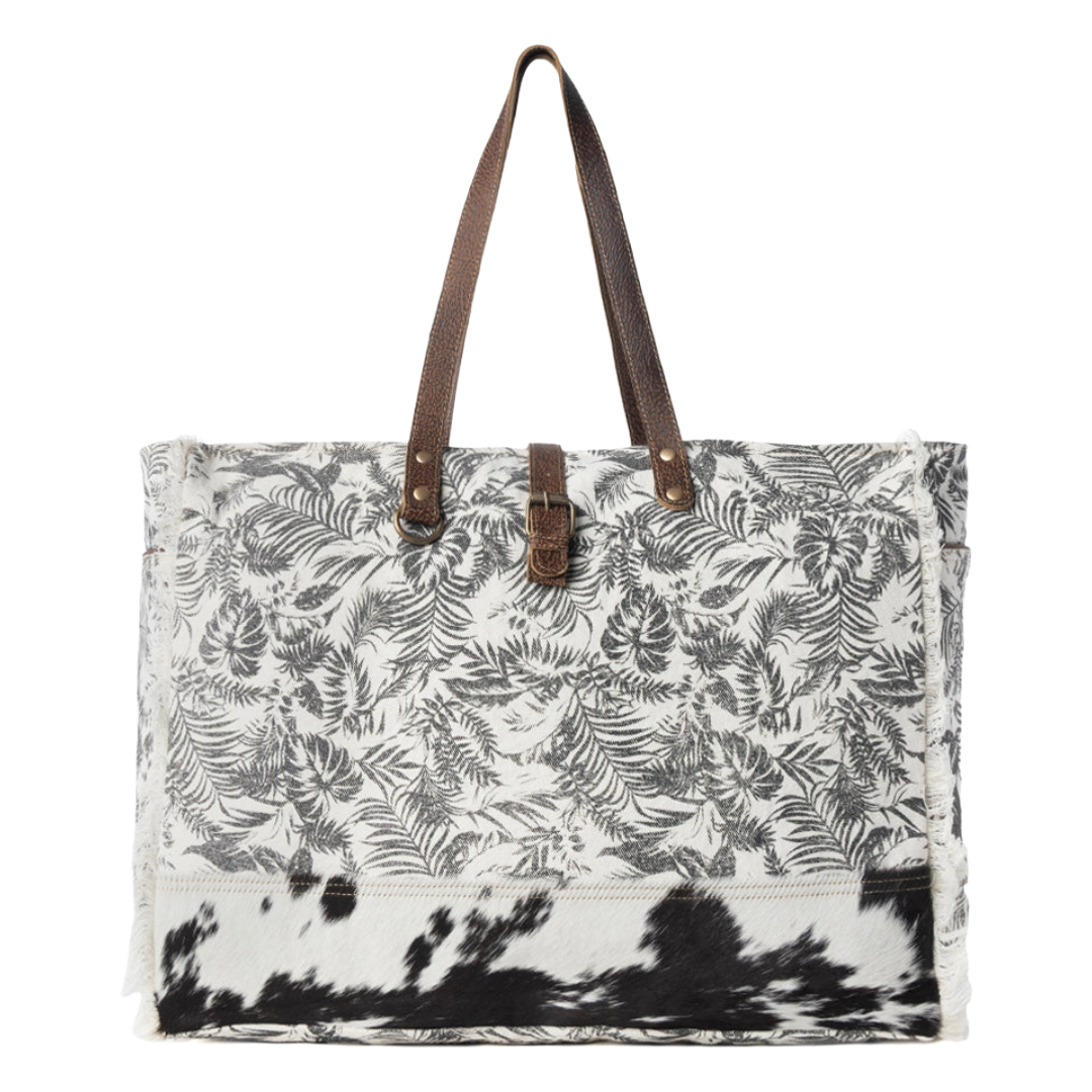 Myra Ladies Wildfern Hide Western Ivory Hairon Weekender Bag S-14828