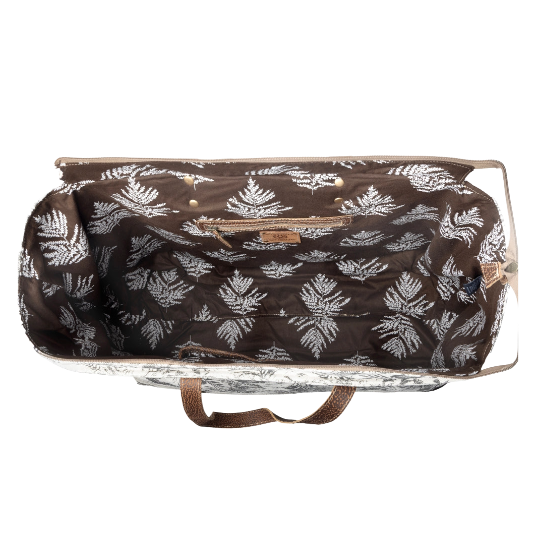 Myra Ladies Wildfern Hide Western Ivory Hairon Weekender Bag S-14828