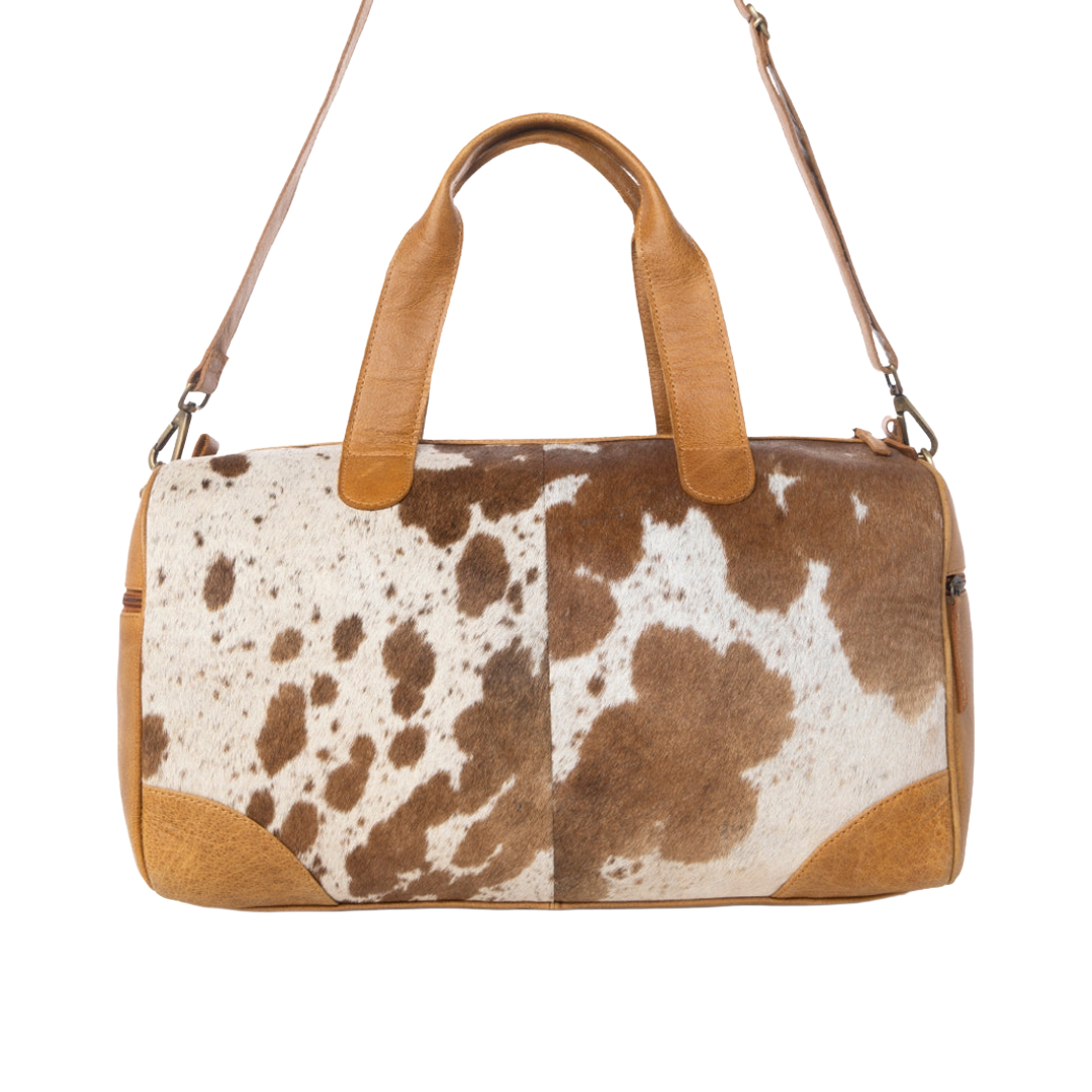 Myra Men's Cattle Drive Hairon Brindle Ivory Leather Traveller Bag S-14157