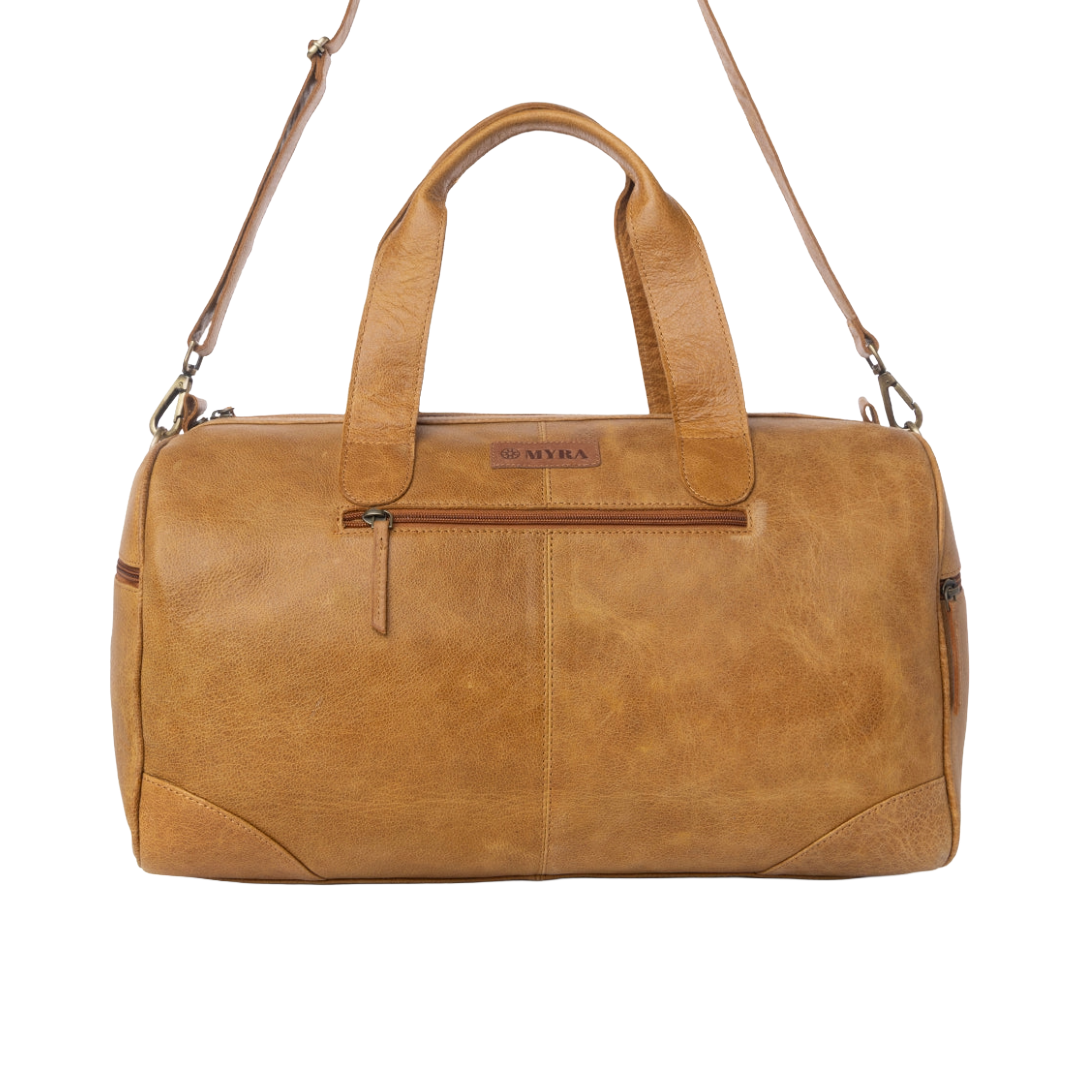 Myra Men's Cattle Drive Hairon Brindle Ivory Leather Traveller Bag S-14157