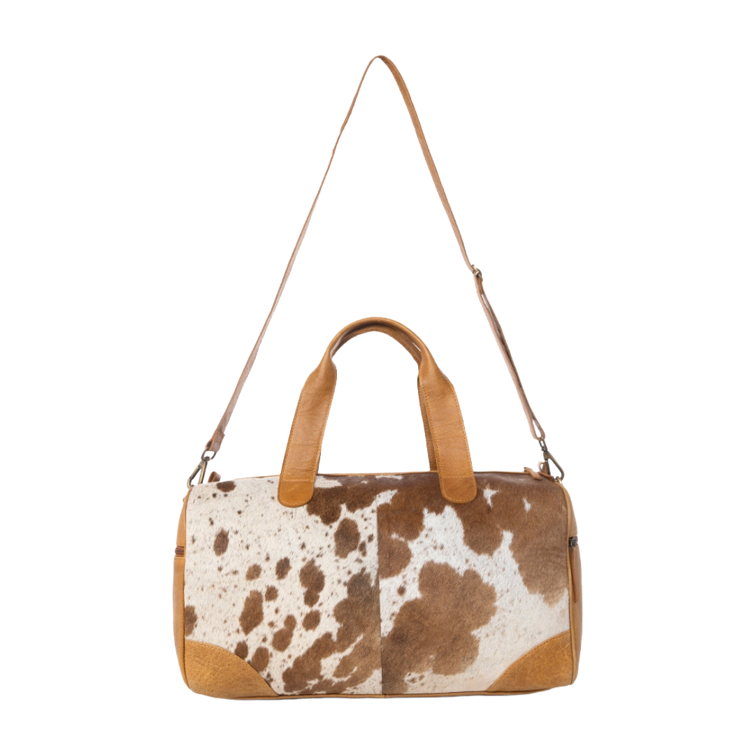Myra Men's Cattle Drive Hairon Brindle Ivory Leather Traveller Bag S-14157