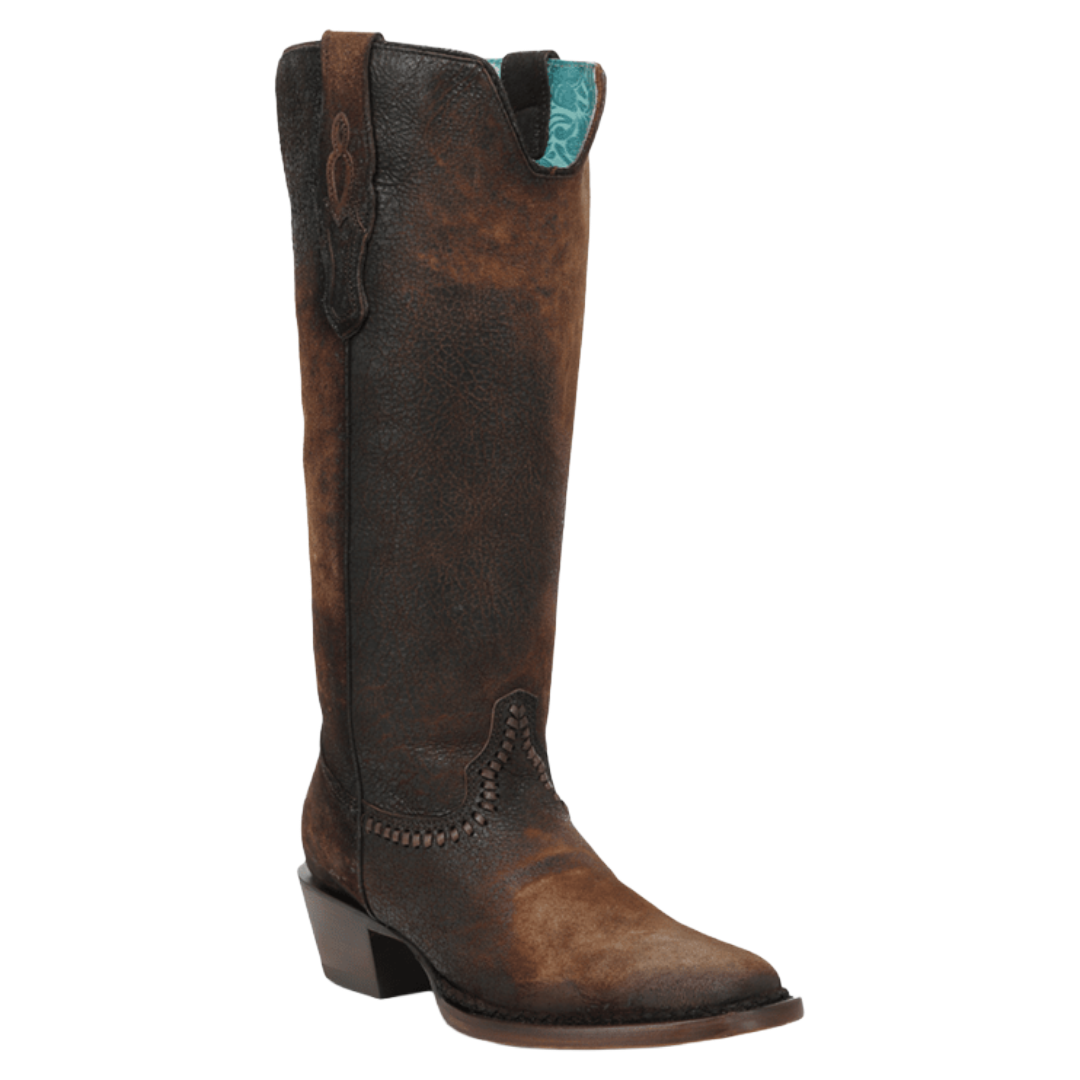 Corral Ladies Brown Woven & Lamb Abstract Tall Top Narrow Square Toe Western Boot A5225