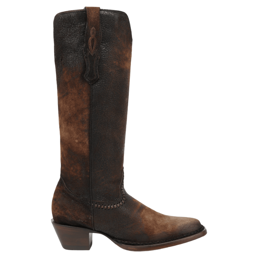 Corral Ladies Brown Woven & Lamb Abstract Tall Top Narrow Square Toe Western Boot A5225