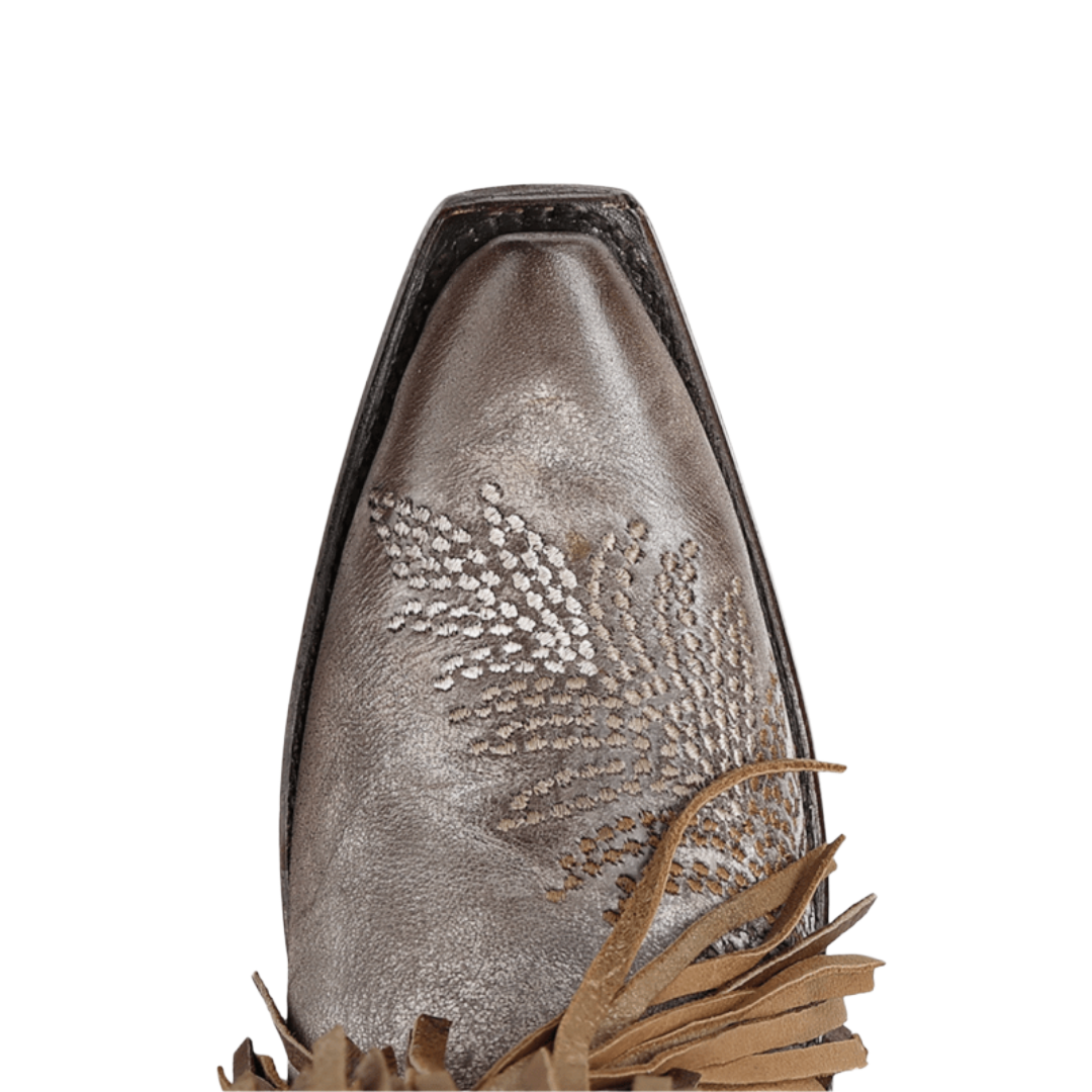 Corral Ladies Brown Overlay & Embroidery Fringe Tall Top Western Boot A5244