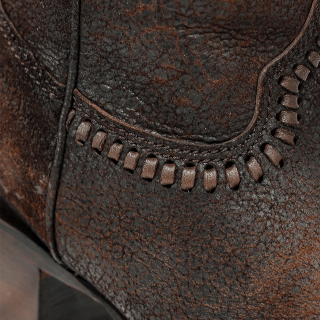 Corral Ladies Brown Woven & Lamb Abstract Tall Top Narrow Square Toe Western Boot A5225
