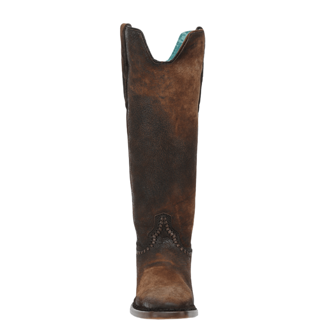 Corral Ladies Brown Woven & Lamb Abstract Tall Top Narrow Square Toe Western Boot A5225