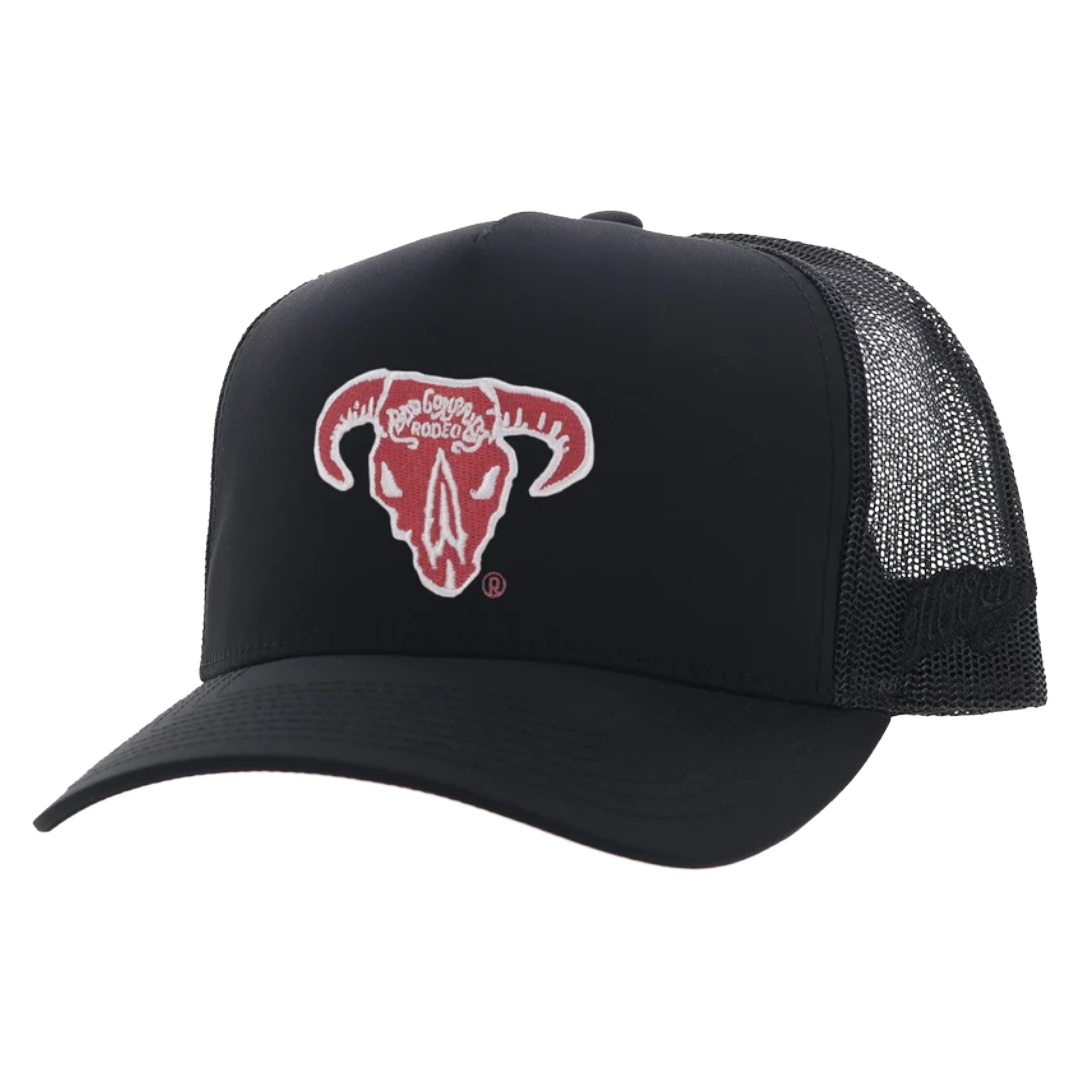Hooey X Bad Company Black Skull Logo 5-Panel Trucker Cap BC006T-BK
