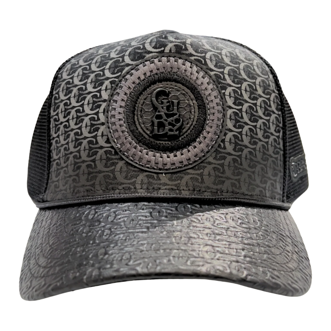 Cuadra Men's Black Woven Circle Logo Patch Trucker Cap CP019