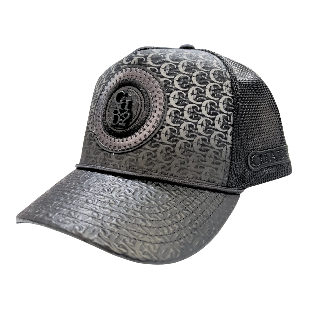 Cuadra Men's Black Woven Circle Logo Patch Trucker Cap CP019