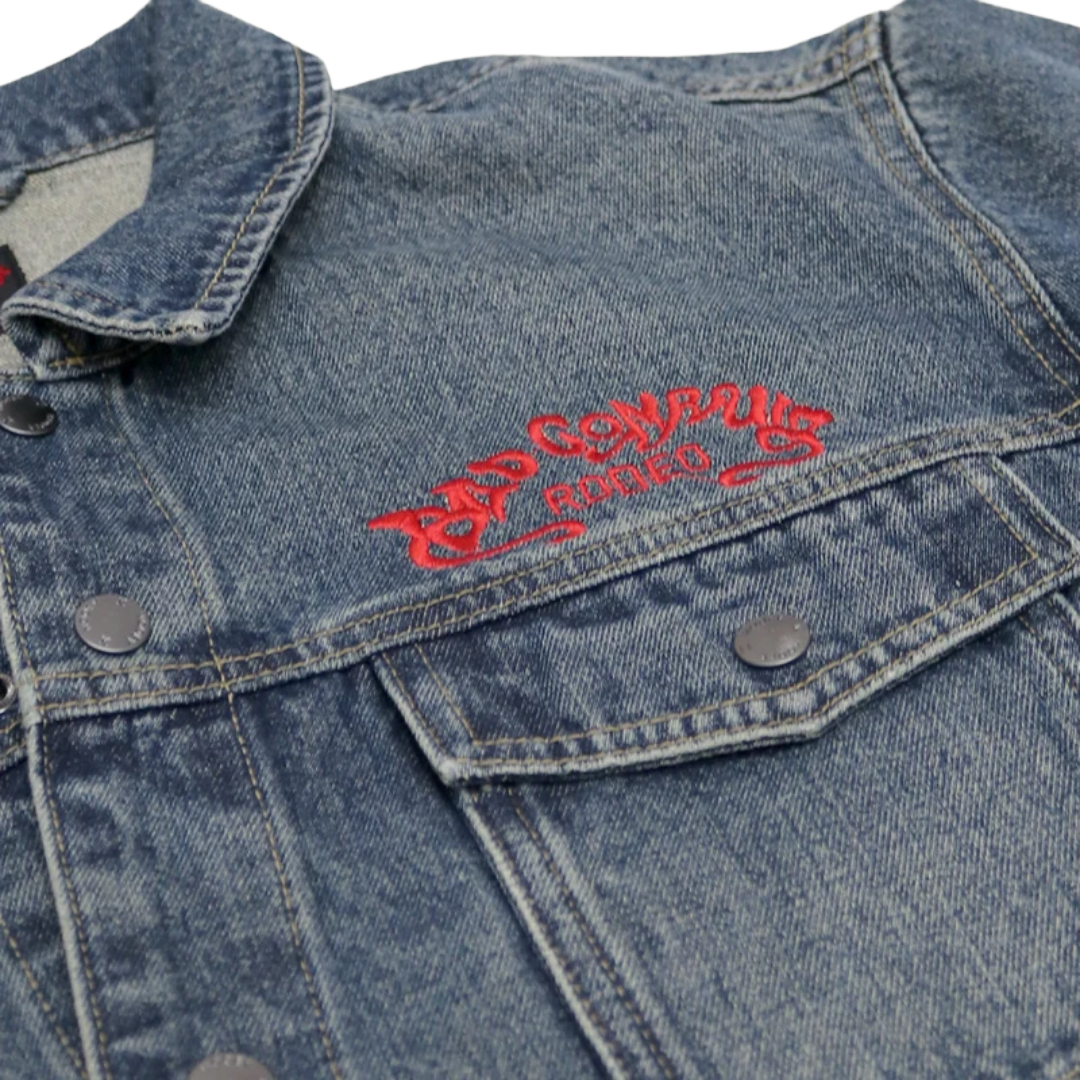 Hooey X Bad Company Men's Medium Wash Embroidered Denim Jacket HJ153DE
