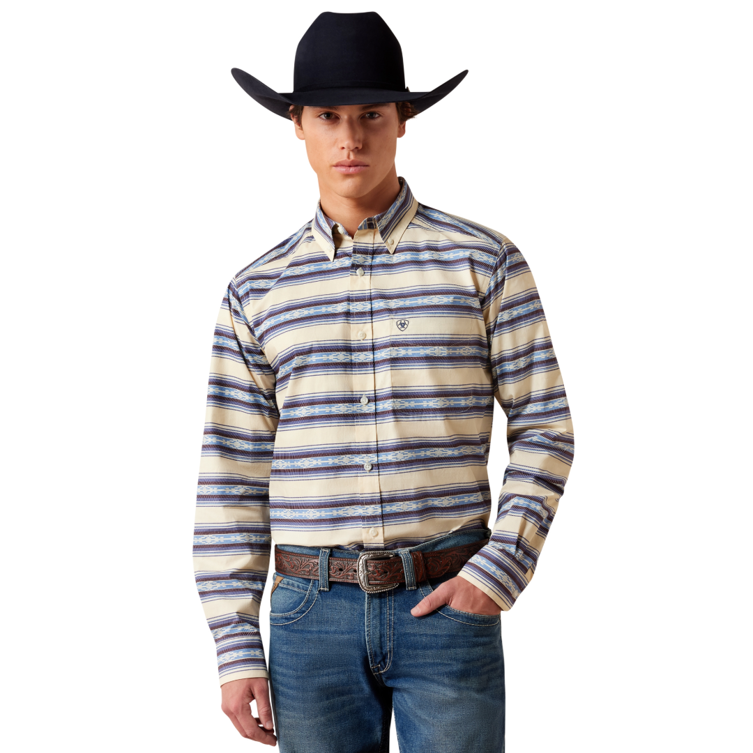 Ariat Men's Newell Biscotti Southwest Stripe Fitted Shirt 10079573