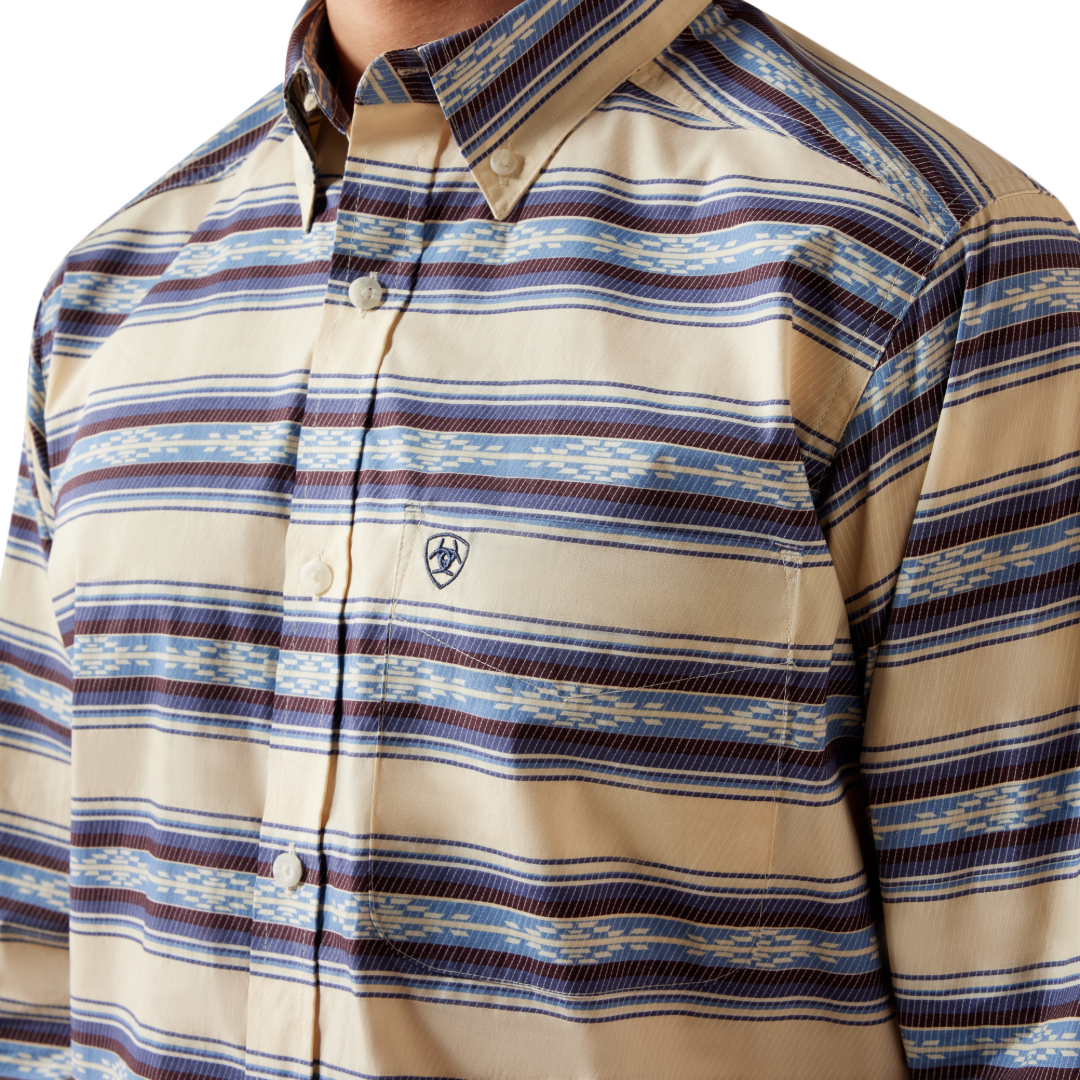 Ariat Men's Newell Biscotti Southwest Stripe Fitted Shirt 10079573