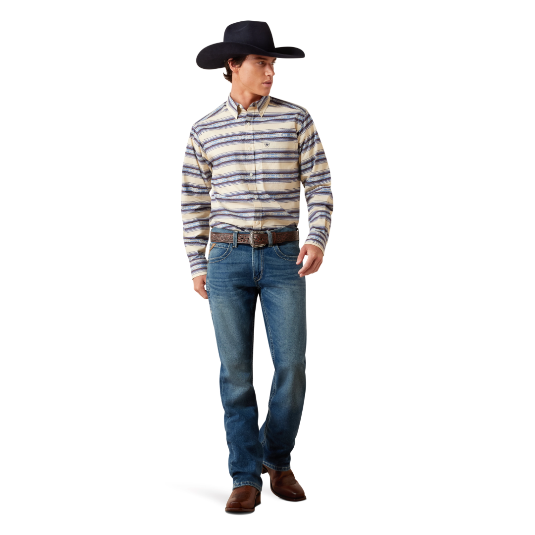 Ariat Men's Newell Biscotti Southwest Stripe Fitted Shirt 10079573