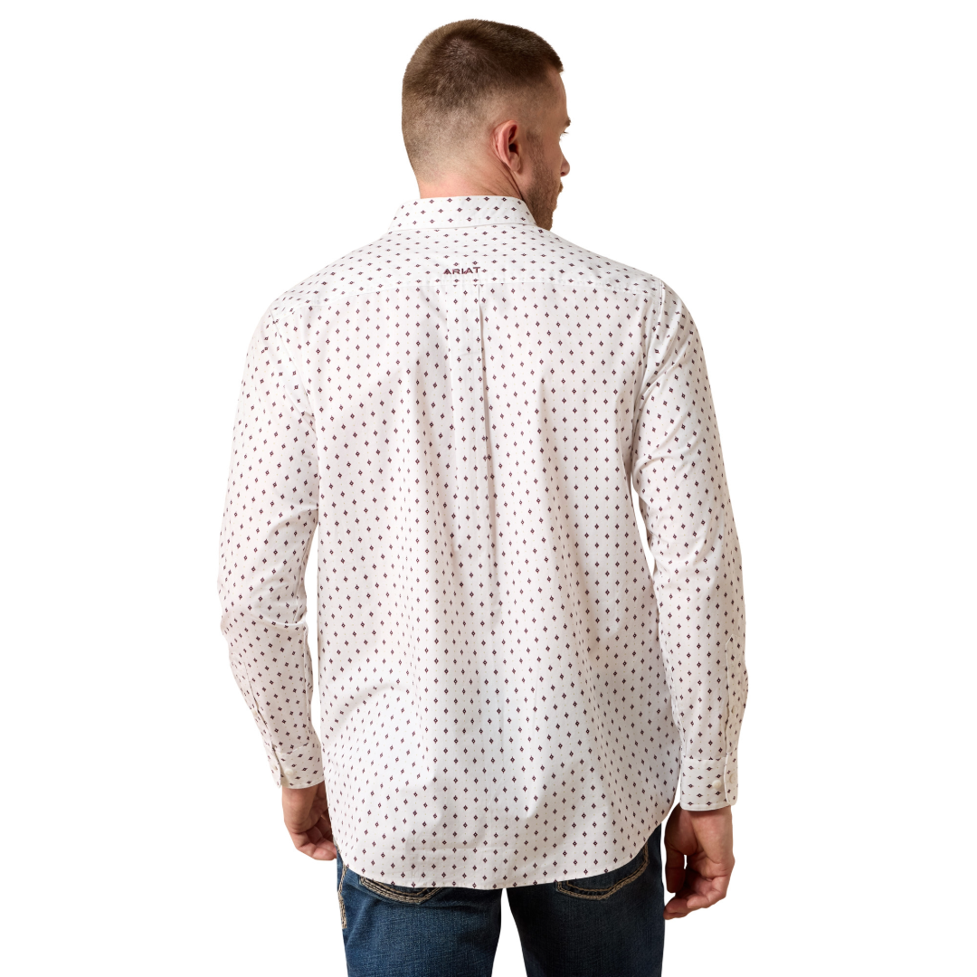 Ariat Men's Campbell White Geometric Print Classic Fit Shirt 10079423