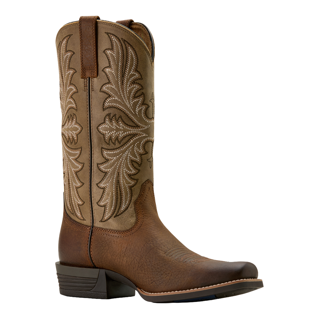 Ariat Men's Hustler Earth Leather Narrow Cutter Toe Western Boot 10061158