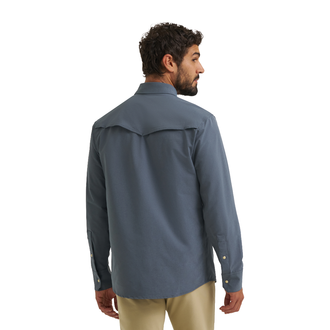 Wrangler X ATG Men's Technical Turbulence Blue Snap Shirt 112384708