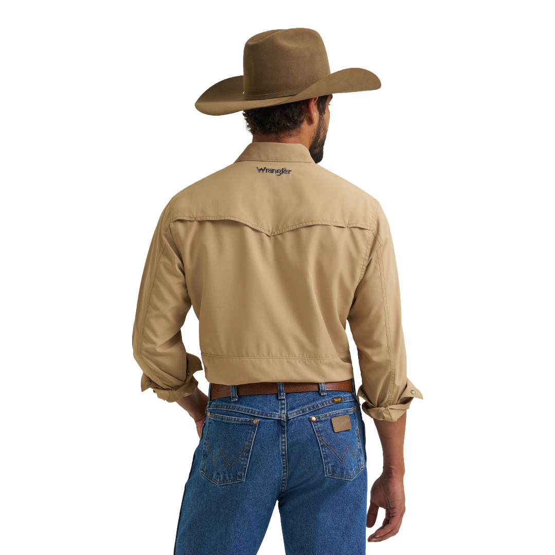 Wrangler X ATG Men's Western Performance Kelp Brown Snap Shirt 112382486