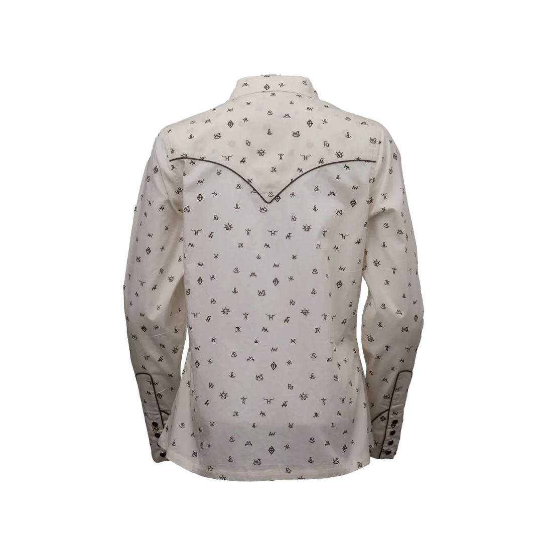Outback Trading Co. Ladies Cream Cattle Brand Snap Shirt 40308-CRM