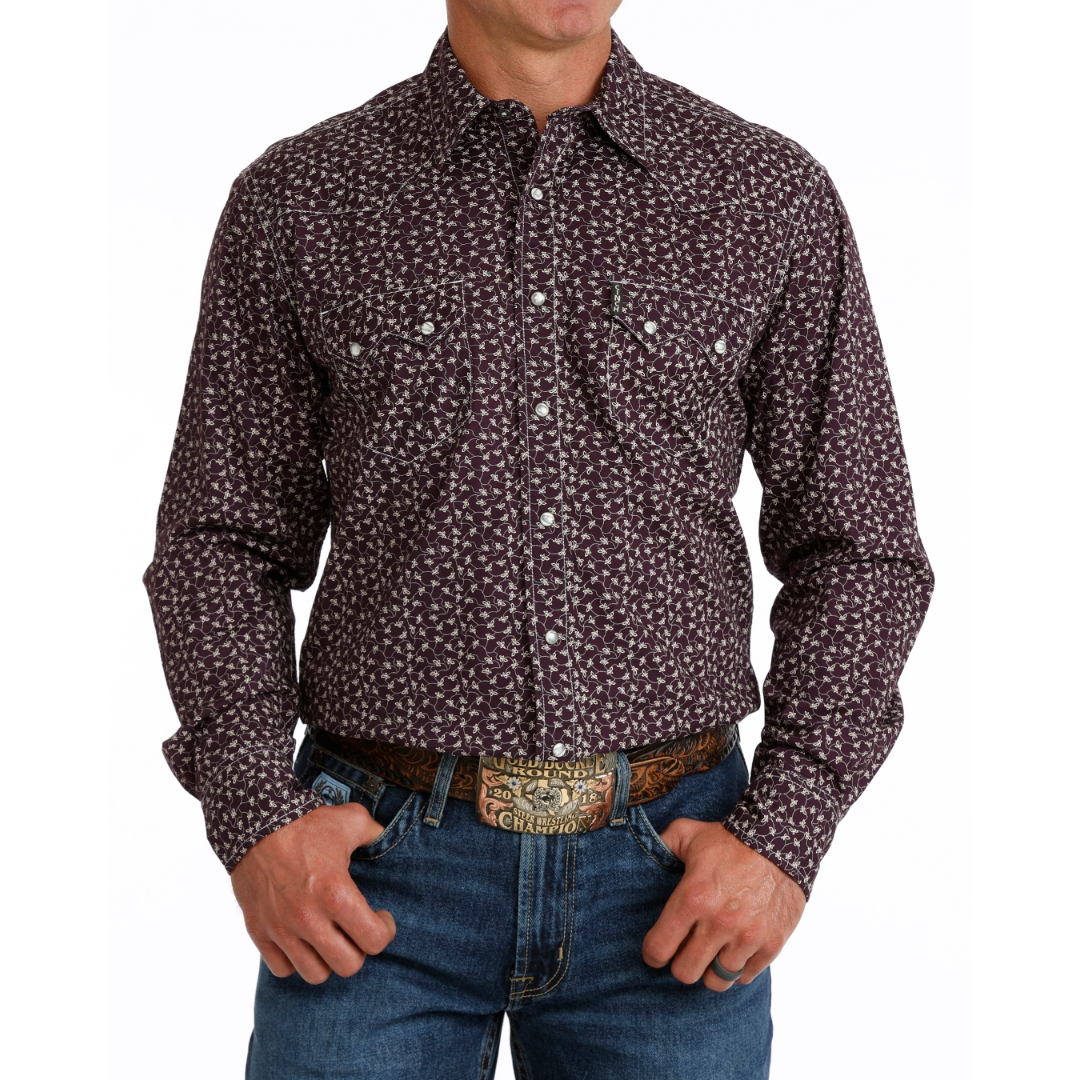 Cinch Men's Purple Printed Modern Snap Shirt MTW1301097