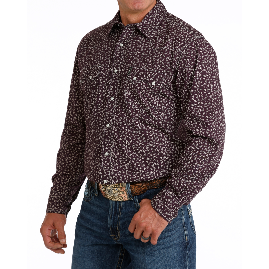 Cinch Men's Purple Printed Modern Snap Shirt MTW1301097