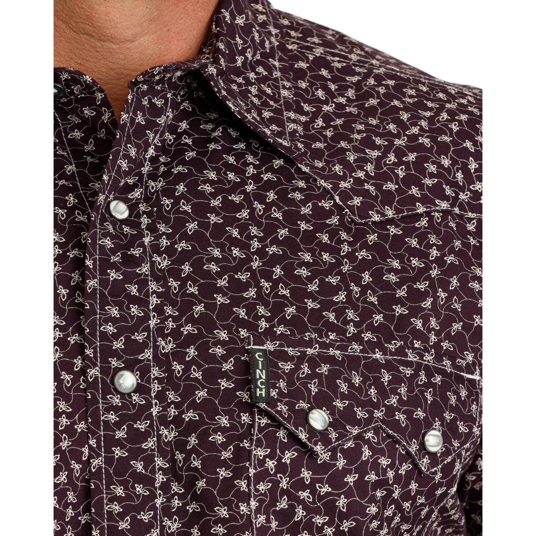 Cinch Men's Purple Printed Modern Snap Shirt MTW1301097