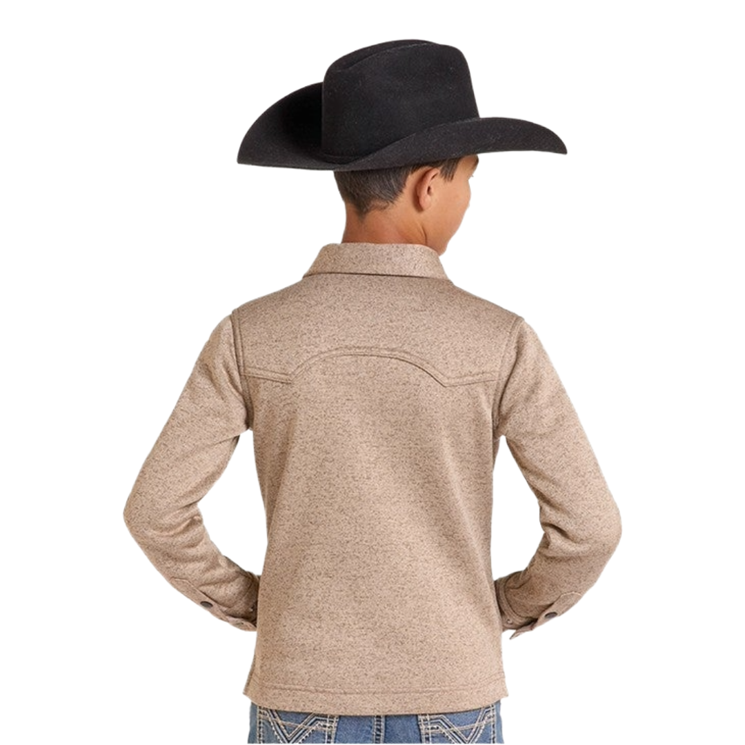 Rock & Roll Denim Youth Boy's Tan Melange Bonded Fleece Jacket BB92C09209