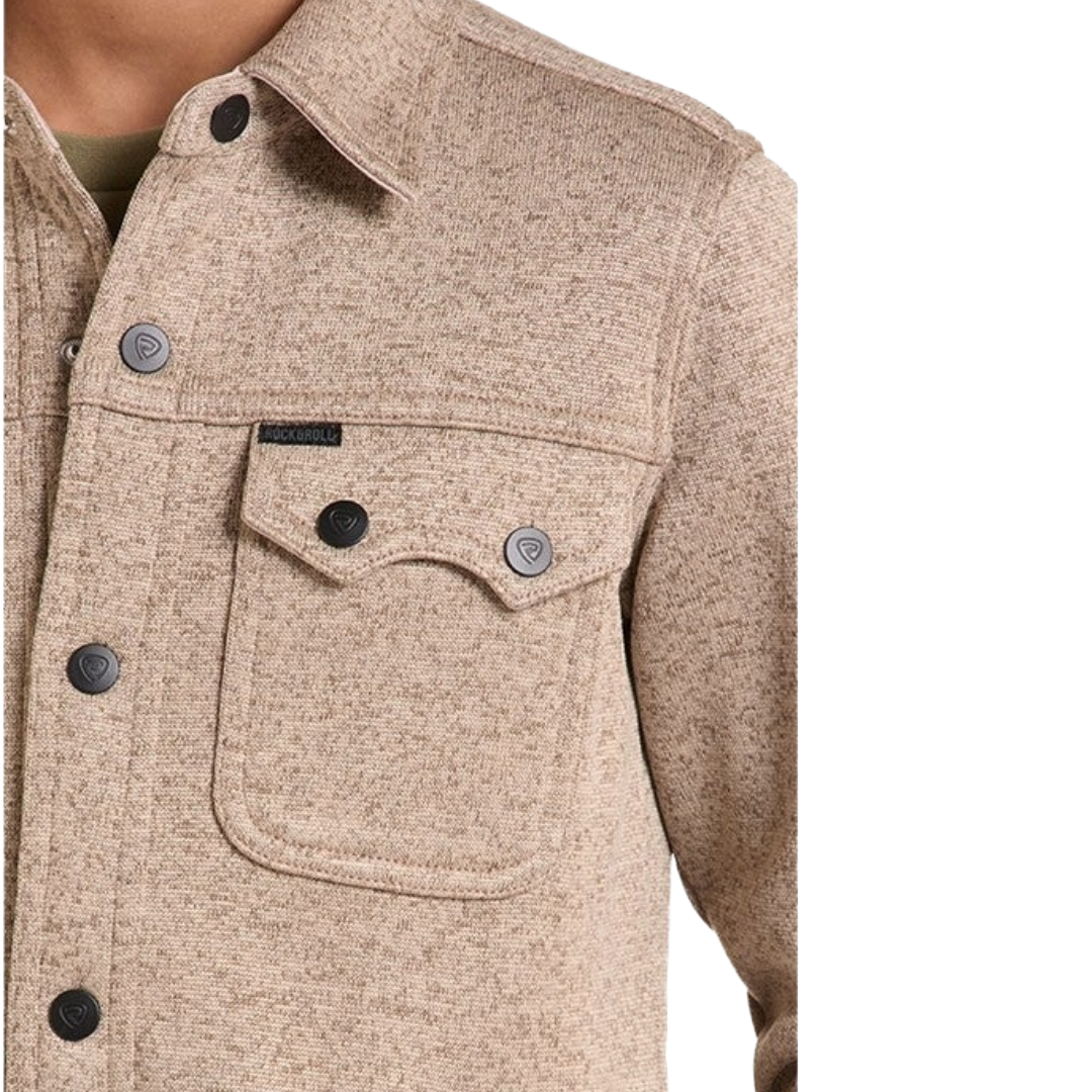 Rock & Roll Denim Youth Boy's Tan Melange Bonded Fleece Jacket BB92C09209